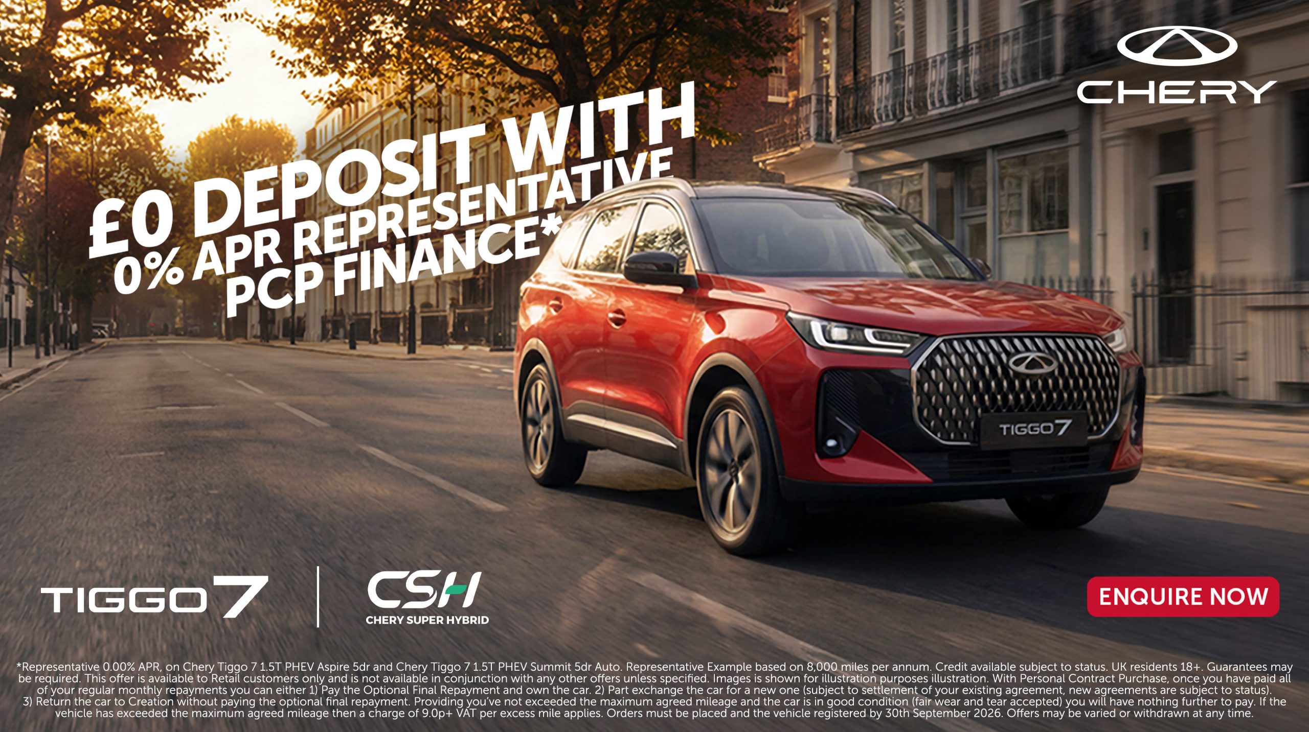 Chery TIGGO 7 — £0 Deposit, 0% APR