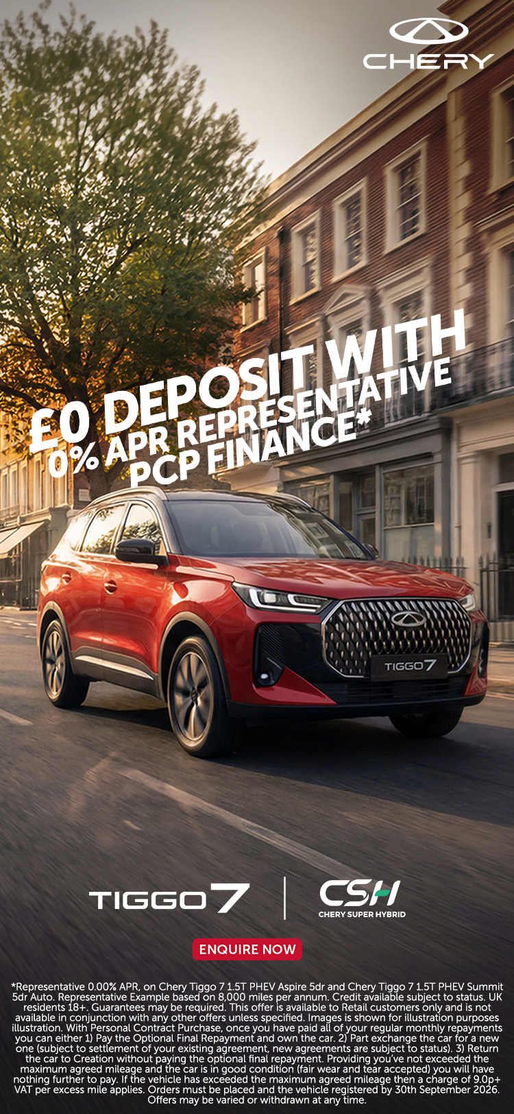 Chery TIGGO 7 — £0 Deposit, 0% APR