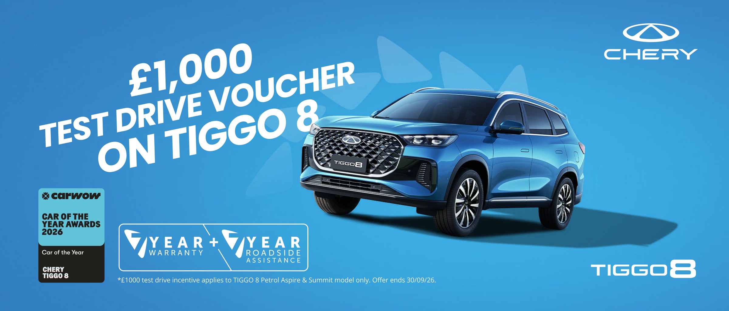 Chery TIGGO 8 — £1,000 Test Drive Voucher