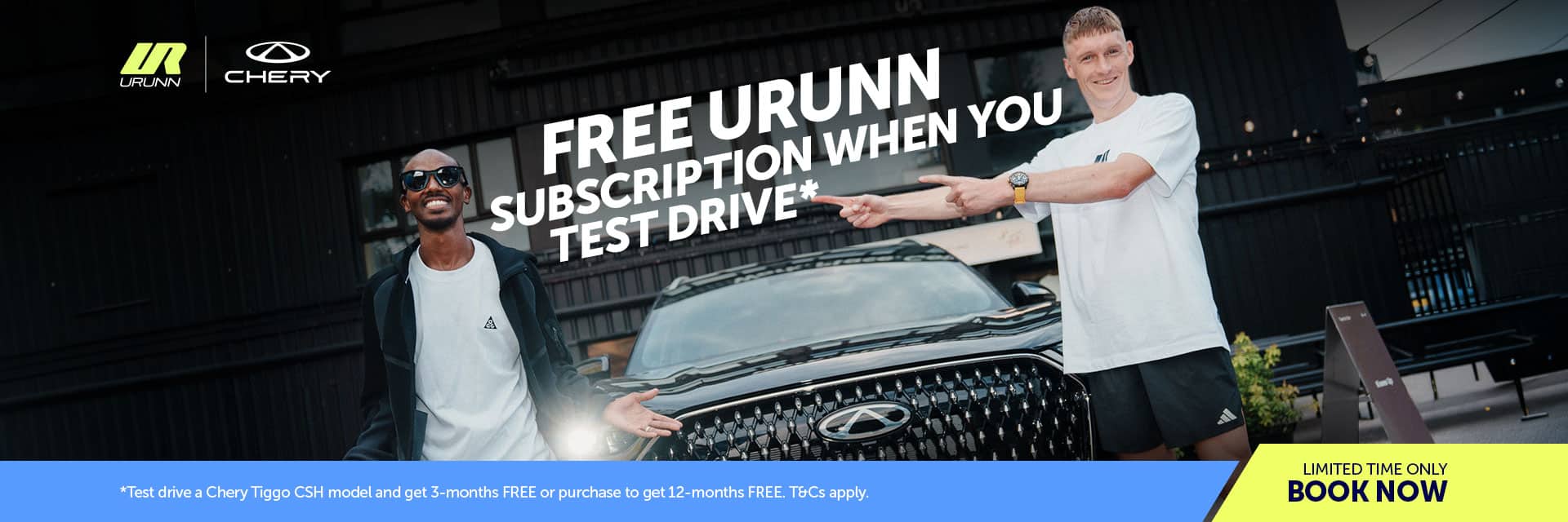 Free URUNN subscription when you test drive a Chery. Limited time only. Book now.